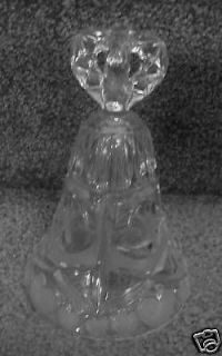 Vintage Large Bohemian Hand Blown Lead Crystal Bell Frosted Hearts