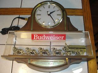 Budweiser, Worlds Champsion Clydesdale Team lighted sign with clock