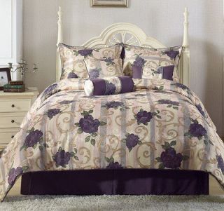 Rose Flower Garden Jacquard Comforter Set Bed in a Bag Queen NEW