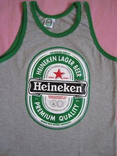 Gray Tank Top Vest Singlet Cotton Heineken Beer NEW Men Size XL Casual