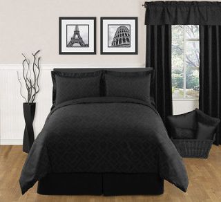 DISCOUNT BLACK JAQUARD FULL QUEEN SIZE UNIQUE BED IN A BAG BEDDING