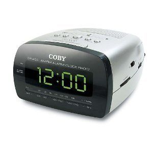Coby CRA58 LED Digital AM/FM Alarm Clock Radio Big Display Sliver