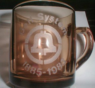 RARE Vintage Smoked Glass Bell System 1885   1983 Mug Cup