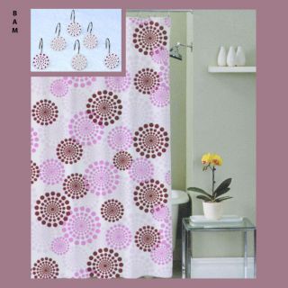Retro/Vintage Design Fabric Shower Curtain W/ Metal/Ceramic Hooks
