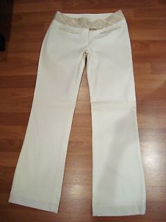 Guess H&M Express White Dress/Casual Pants w Beige Waist Detail  Super