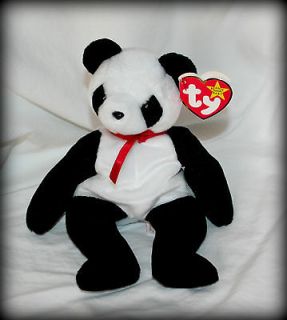 Ty beanie babies 12 6 1997 Black and white panda bear Fortune