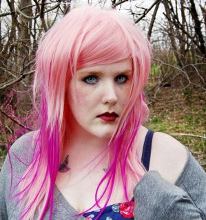PINK LEMONADE wig / Scene Pastel Pink Neon Purple / Hair Long Straight