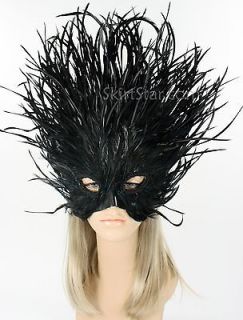 Masquerade Mask Women Black Feather Lion Costume Carnivale New Years