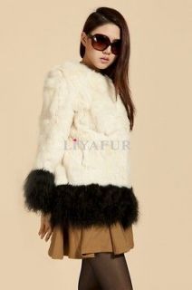 Real Genuine Rabbit & Mongolian Wool Fur Fashion Lady Winter Coat