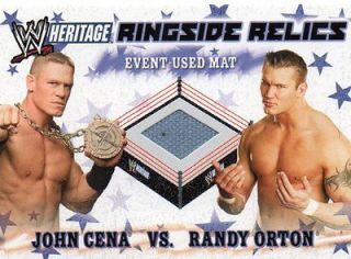 JOHN CENA VS RANDY ORTON EVENT USED MAT WWE WRESTLING CARD