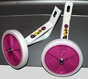 Bicycle Training Wheels For 16 Bikes   White & Pink Wheels