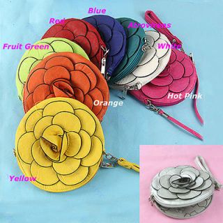 Camellia Rose Flower Wristlet Purse Satchel Handbag Evening Coin Bag