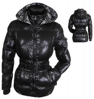 New Aztec Snowflake Hood Wet look Quilted Padded Hooded Jacket Coat