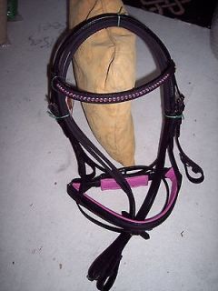 Ideal Xmas Gift*DIAMANTE Set *Pink BLING Bridle*Comfort Poll*FULL Size