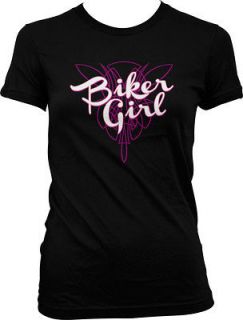 Motorcycle Chick Pink Chopper Tough Woman Bike Fast Juniors T Shirt