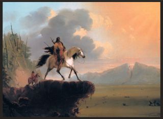 1840 Painting ALFRED JACOB MILLER, Snake Indians Horses ,Native