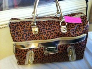 Betsey Johnson Cheetah Safari Natural Gold Weekender Luggage Tote Bag