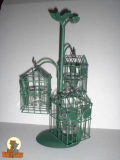Metal Tree with Hanging Birdhouses with Glass Tealight / Votive Candle
