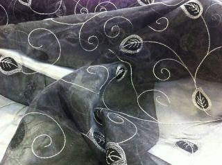 Black PACIFIC leafs LACE organza net Curtain Fabric