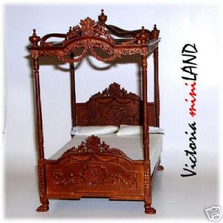 Miniature 4 Poster Canopy Bed Quality dollhouse 112