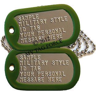 custom Military DOG TAGS set Army OD Green silencers Soldier ID tag