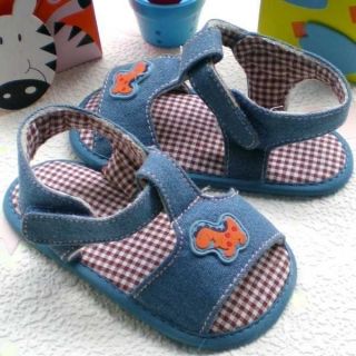 NEW Dinosaur Easy Denim Boys Sandal12 18 months Soft Rubber Sole Size