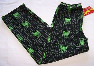 Marvel Comics Hulk Mens Black Printed Flannel Sleep Pants Size XL New