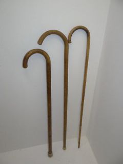 of Three Vintage Used Old Wood Wooden Walking Sticks Canes Antique? NR