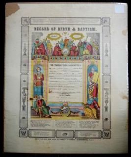 1867 antique FRAKTUR KIPER northampton pa BIRTH BAPTISM