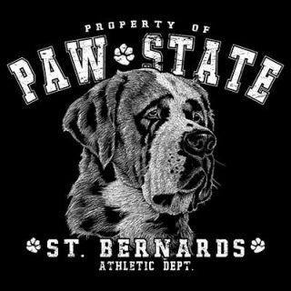 Saint St. Bernard Dog Paw State University Athletic Dept Black T Shirt