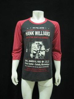 HANK WILLIAMS The King of country music Raglan Sleeve T Shirt Mens Sz