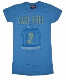 New Authentic Junk Food Tweety Bird Cage Free Juniors T Shirt