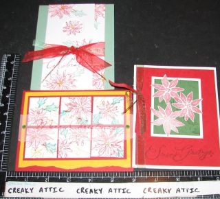 CHRISTMAS CARDS 2 BY STAMPIN UP PAINTED POINSETTIAS FLOWERS