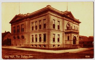 1912 THE DALLES Oregon OR Postcard CITY HALL Wasco County