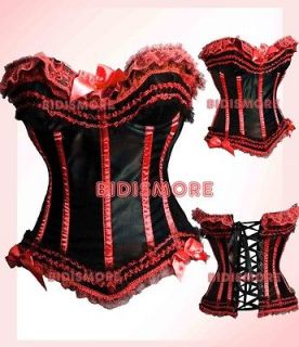 Sexy Black Red Victorian Gothic Basque Corset S/M/L/XL