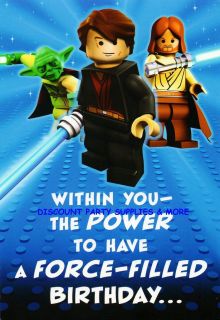 Star Wars LEGO Yoda Anakin Skywalker Obi Wan Birthday Greeting Card