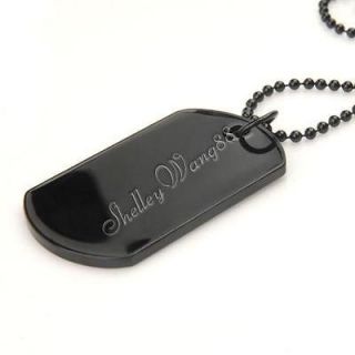 Blank Black Stainless Steel Engravable Military Dog Tag Pendant