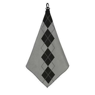 TERRY Gray Argyle Print Microfiber Tri Fold Golf Towel
