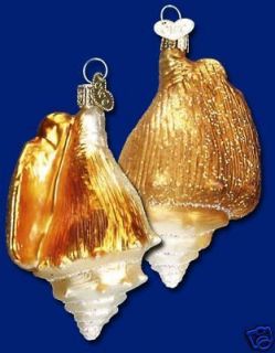 Golden beach Sealife shell ocean Glass Merck Old World Christmas