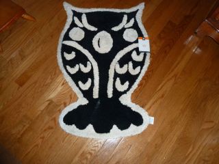 Owl Rug Bath Mat Decorative Rug Black & Gray Cream OWLS Accent rug