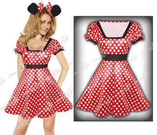 YH126 Red New Womens Hot Minnie Dress Costume Outfit one size Mouse