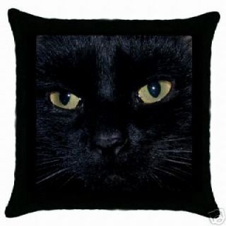 New Black Cat Eyes Throw Pillow Case 100% Canvas Cotton