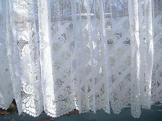 Vintage European Lace Net Drapes Curtains ~ Hook hang ~ 1 White panel