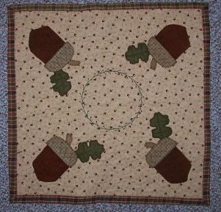 Autumn acorns table runner candle mat wool penny Mini Quilt Top