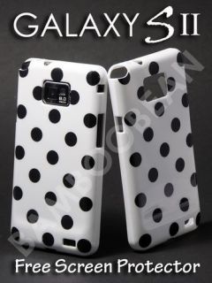 WHITE POLKA DOTS GEL CASE FOR SAMSUNG GALAXY S2 I9100 S11