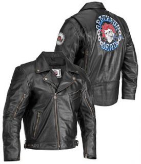River Road Grateful Dead Skull & Roses Leather Jacket Black US 46