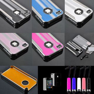 Pen+White Rugged Rubber Matte Hard Case Cover For iPhone 4 4S w