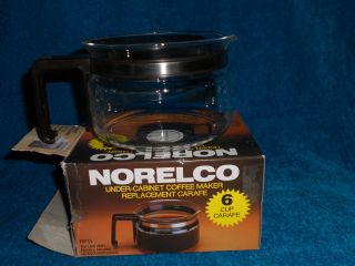 NIB 1984 NORELCO 6 CUP UNDER CABINET COFFEE MAKER REPLACEMENT CARAFE
