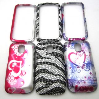 HARD PHONE COVER CASE FOR LG Phoenix/Thrive /Optimus T BLING HEARTS