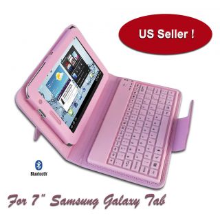 Bluetooth Wireless Keyboard PINK Leather Cover Case 7 Samsung Galaxy